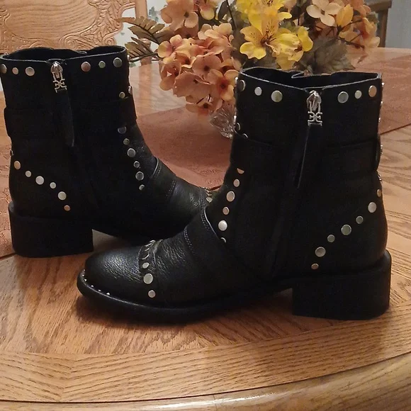 Sam Edelman DREA Black Leather Studded Boots - Picture 6 of 10